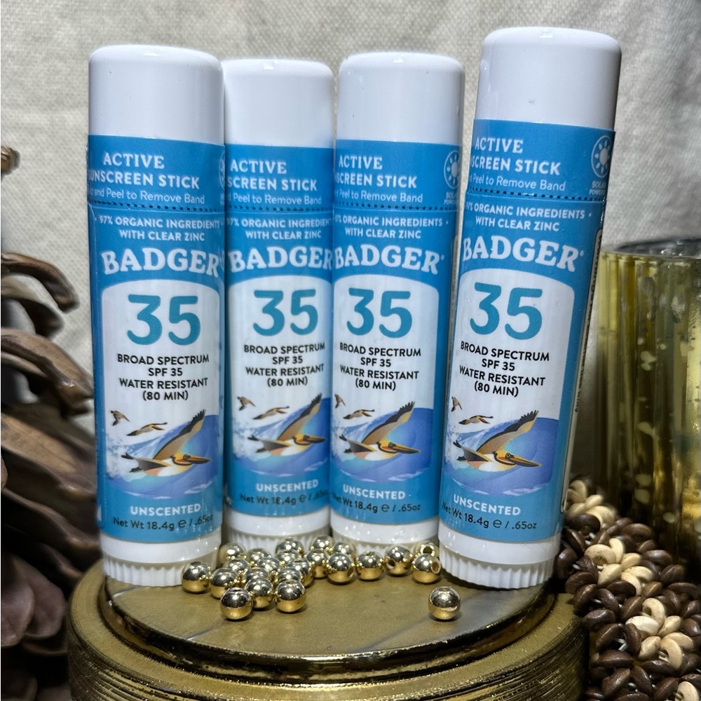 4 Pack of Badger Active Sunscreen Stick, SPF 35, Unscented - 🌸 New! 🌸